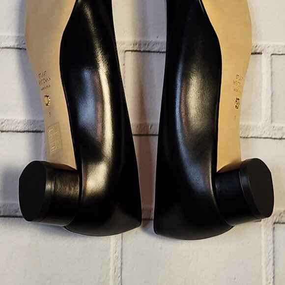 Brand  New Stuart Weitzman Anicia 25 Black Leather Low Pump Size: 39.5 | 9 B - Picture 10 of 13